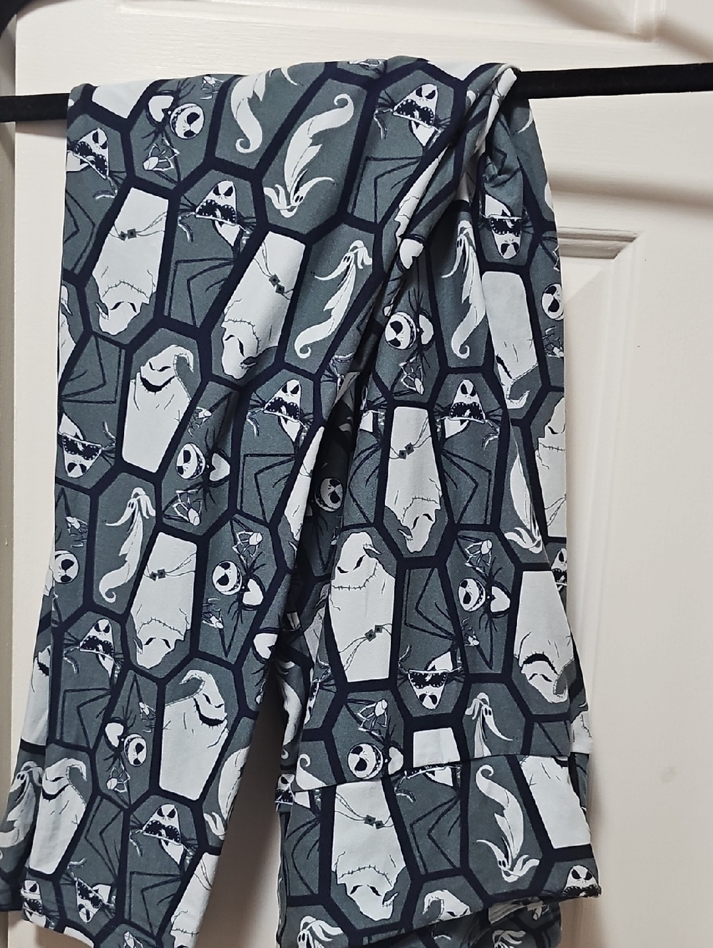 Nightmare Before Christmas Pattern Lounge Pants - Gray & Black Coffin Print
